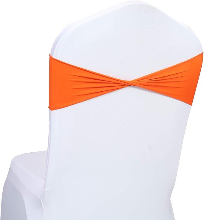 VDS Pack of 200 PCS | Orange | Spandex Chair Sashes Bows Without Buckle | - Image 2