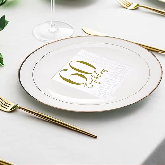 SharkBliss 60 and Fabulous Birthday Cocktail Napkins, 100 Pack Gold 60 and - Image 5
