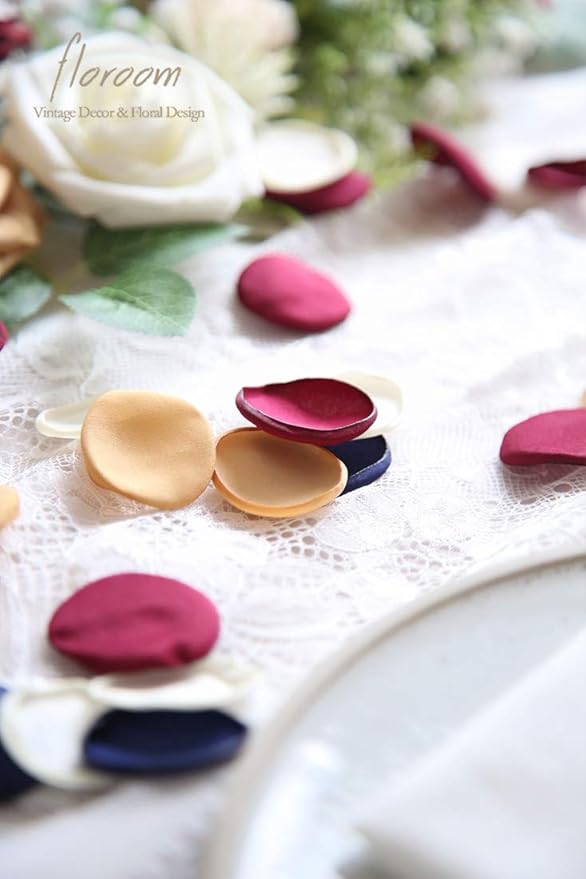 Floroom 300pcs Rose Petals Burgundy Navy Faux Silk Flower Petals - Image 4