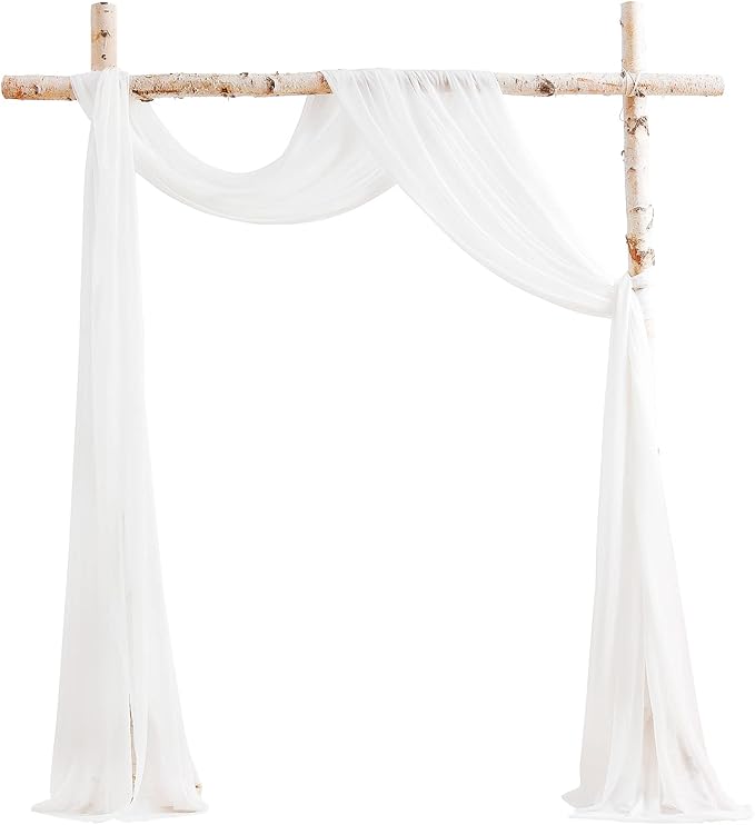 Floroom Wedding Arch Draping Fabric 2 Panels 20Ft White Chiffon Fabric Drapes by Floroom