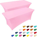 IVAPUPU 2 Pack 4FT Table Cloth for Rectangular Fitted Events Stretch Pink Table by IVAPUPU