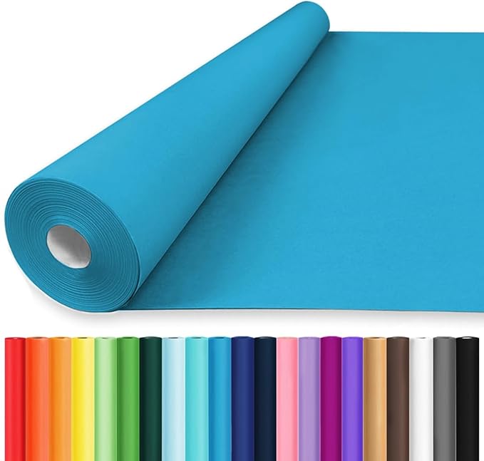Vanhench 17.8"x1500" Lake Blue Wrapping Paper, Solid Color Art Kraft Craft Paper by Vanhench