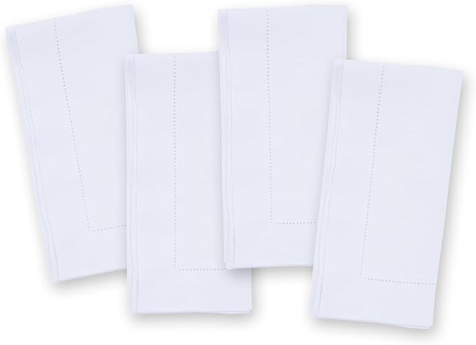 100% Pure Linen White Napkins 20 x 20 Inch by HomeEkaa