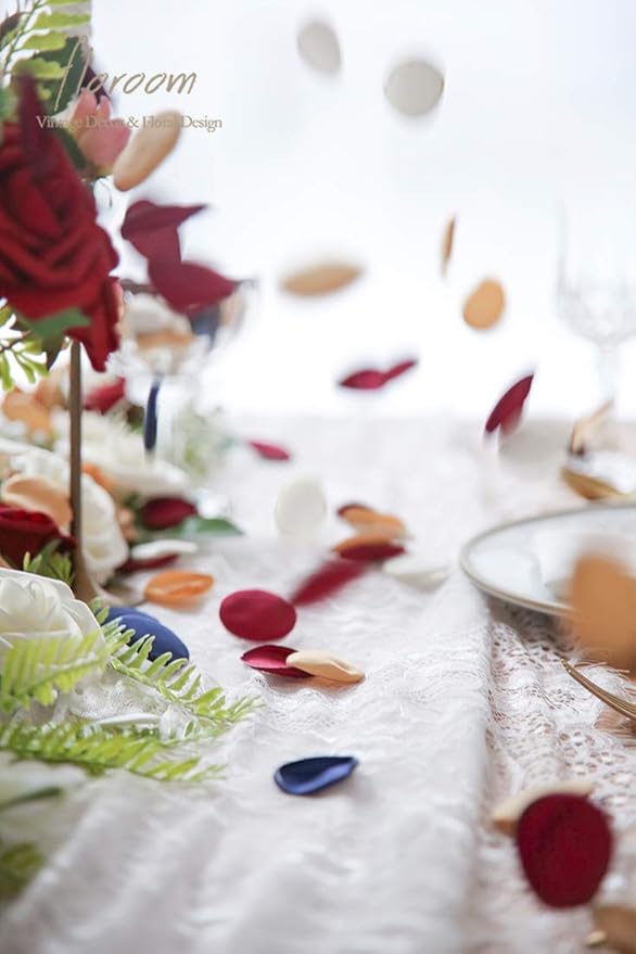 Floroom 300pcs Rose Petals Burgundy Navy Faux Silk Flower Petals - Image 5