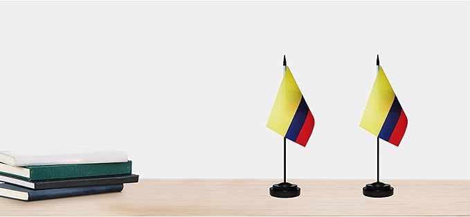 Colombia Colombian Deluxe Desk Flag Set Small Mini Miniature Colombia Colombian - Image 6