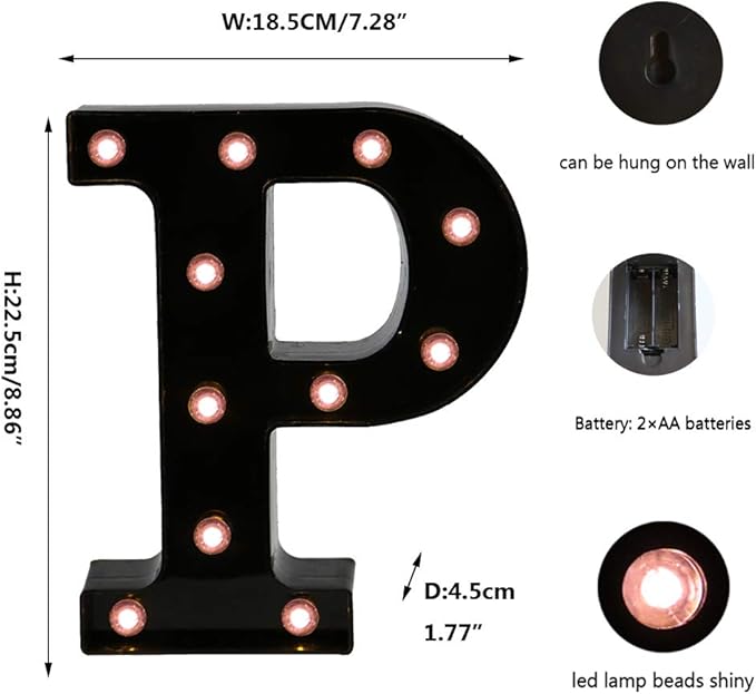 Light Up Black Alphabet Marquee Letters Sign LED Marquee Number Lights Sign - Image 5