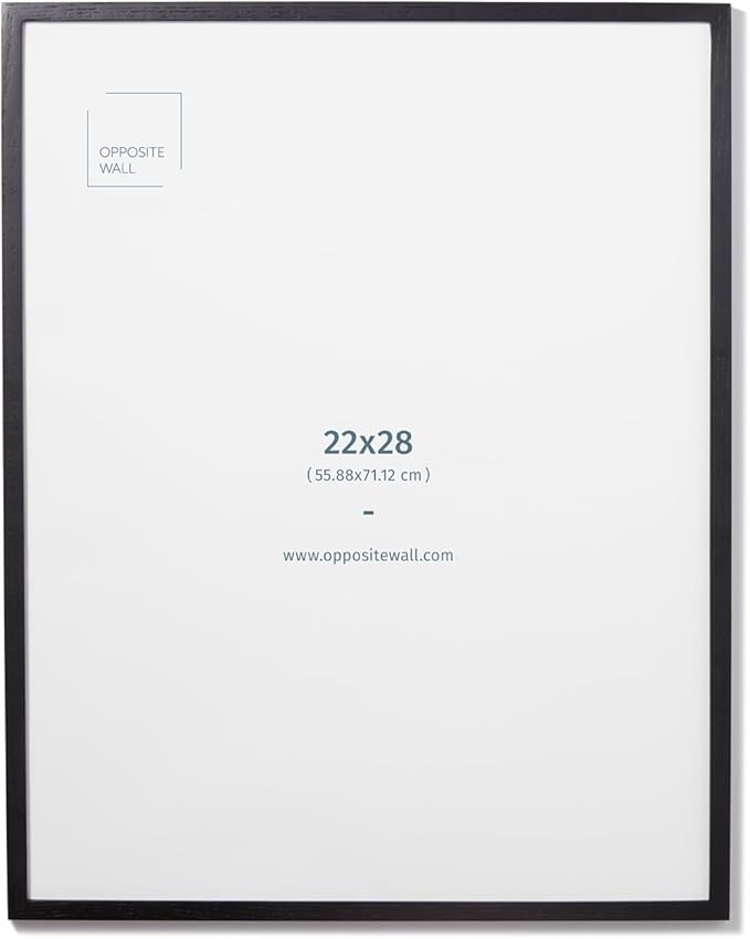 Opposite Wall - 22x28 in - Black Solid Oak Wood Picture Frame - Lightweight by OppositeWall