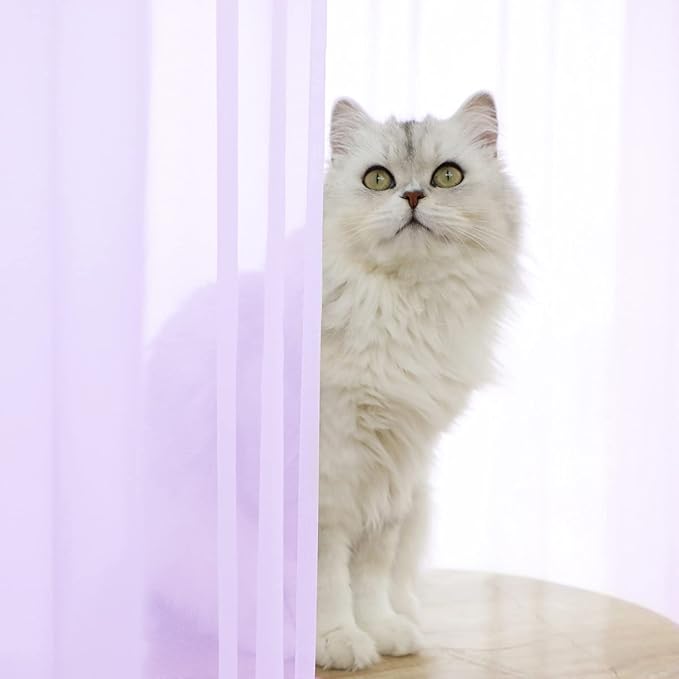 Window Purple Sheer Curtains 60 Inches Width 63 Inches Long 2 Panels Sheer - Image 2