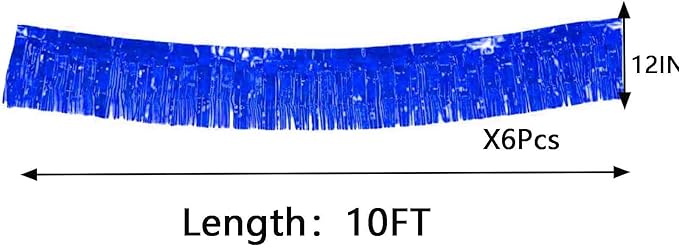We Moment 6 Pack 10 Feet Blue Foil Fringe Garland Streamers Metallic Tinsel - Image 2