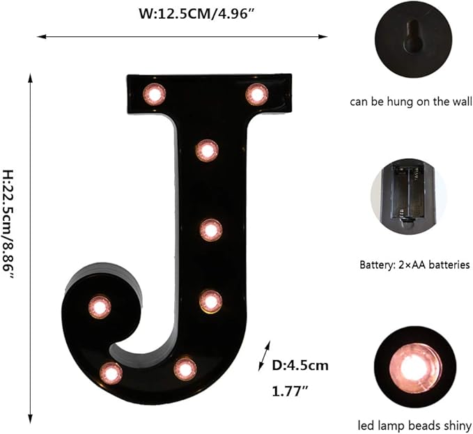 Light Up Black Alphabet Marquee Letters Sign LED Marquee Number Lights Sign - Image 5