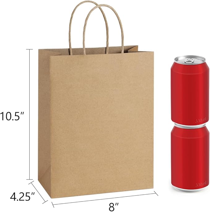 BagDream 50Pcs Gift Bags 8x4.25x10.5 Kraft Paper Gift Bags - Image 2