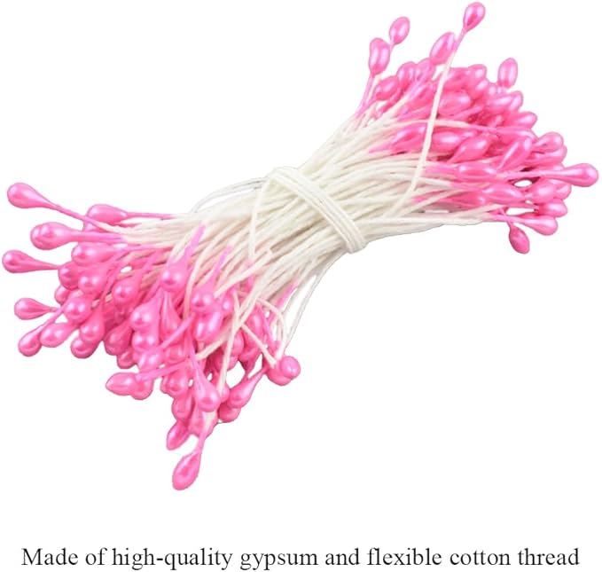 HAHIYO 700Pcs 3mm Dark Pink Pearl Double Head Flower Stamen Pistil - Image 5