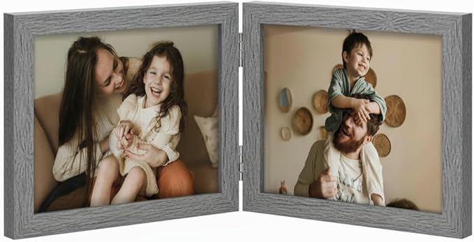 decorUhome Double 7x5 Picture Frame Horizontal, Engineered Wood Bifold Photo by decorUhome