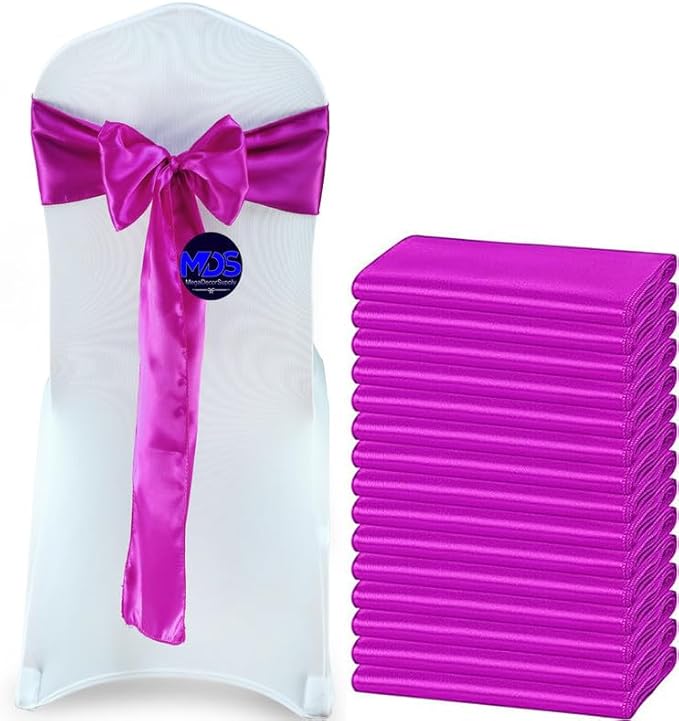 MDS Pack of 300 PCS Satin Chair Sashes Charmeuse Sateen Dining Chair Bows by MDS