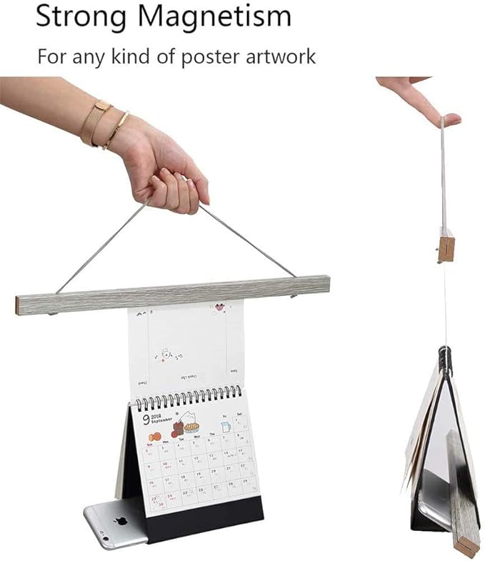 Magnetic Poster Hanger, 40x27 40x30 40x60 Poster Frame Wood Wooden Magnet Print - Image 2