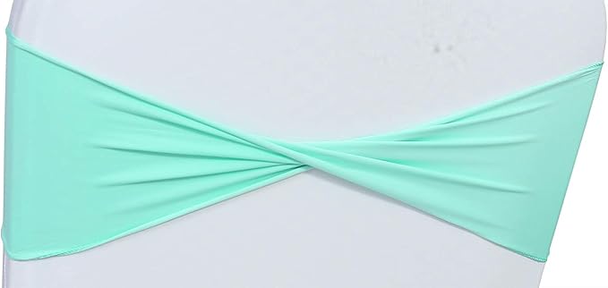 VDS Pack of 10 PCS | Tiff Blue | Spandex Chair Sashes Bows Without Buckle | - Image 3