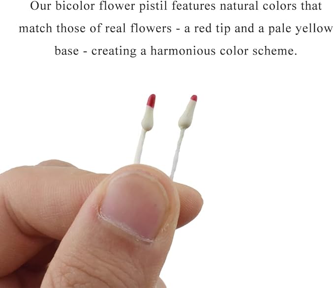 HAHIYO 700Pcs 2mm Light Yellow & Red Pearl Double Head Flower Stamen Pistil - Image 5