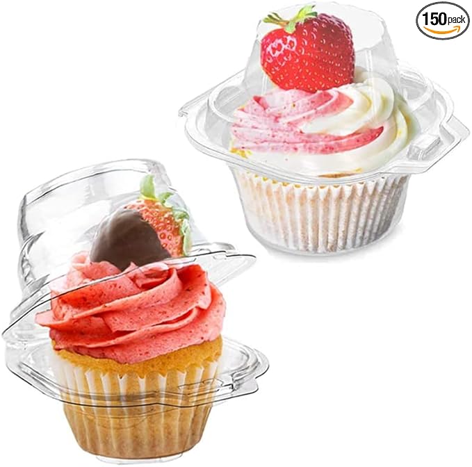 150 Pcs Cupcake Boxes Plastic Individual Cupcake Containers Single Cupcake by LOKQING