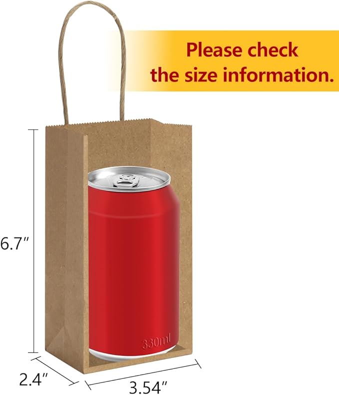 BagDream 50 Pack 3.5x2.4x6.7 Inches Small Kraft Paper Gift Bags - Image 2