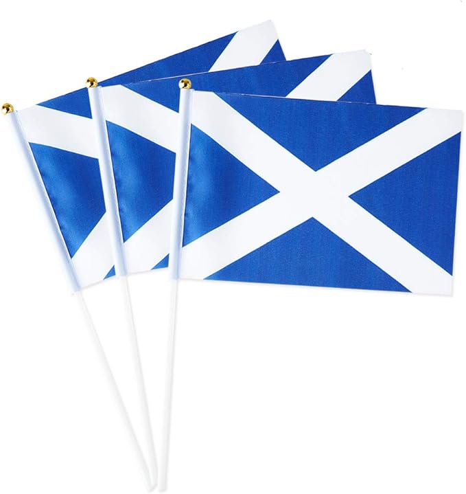 Scotland Flag Scottish Flag, Small Mini Handheld Scotland Flags on Stick by Mflagperft