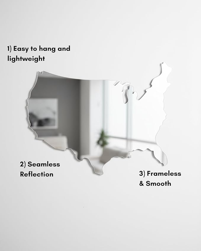 4th of July Patriotic USA Map Mirror – 27.5"x18.7" Frameless Asymmetrical - Image 5