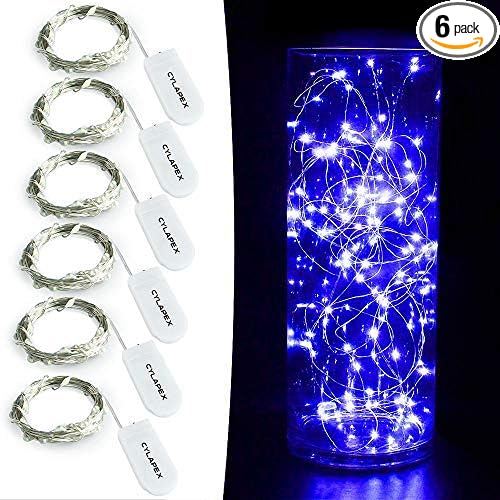 CYLAPEX 6 Pack Blue Fairy Lights Battery Operated Fairy String Lights Firefly by CYLAPEX