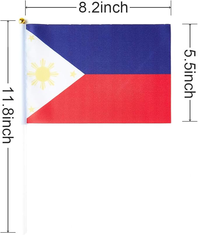 Philippines Flag Filipino Flag, Small Mini Handheld Philippines Flags on Stick - Image 3