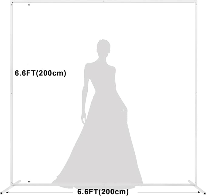 Asee'm 6.6FTx6.6FT White Wedding Arch Backdrop Stand Square Metal Rectangular - Image 2