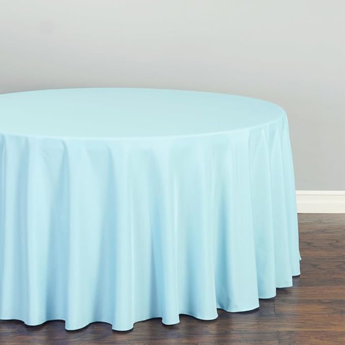 LTC LINENS 10 Pack 108 Inch Round Tablecloths Baby Blue - Image 3