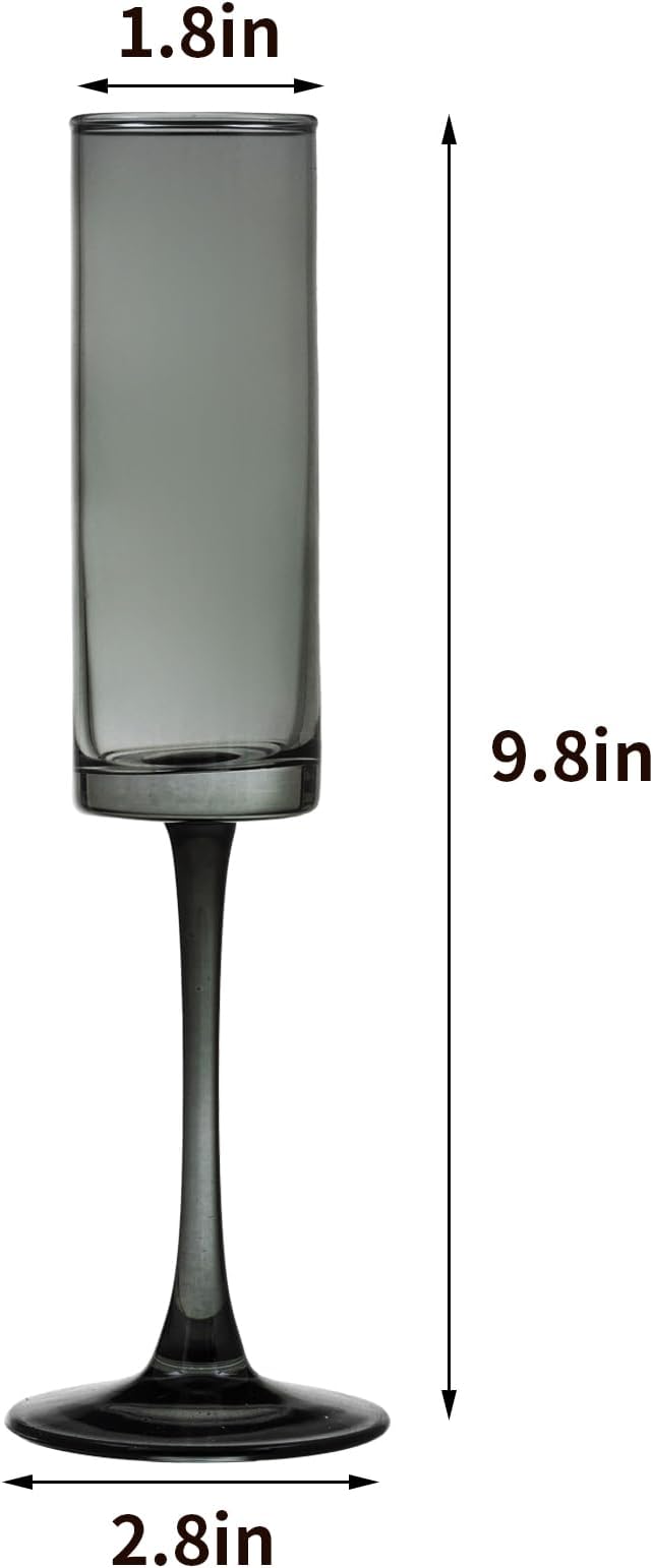 12 Pieces Black Champagne Flutes 6 OZ Straight Sided Wine Glasses Champagne - Image 6