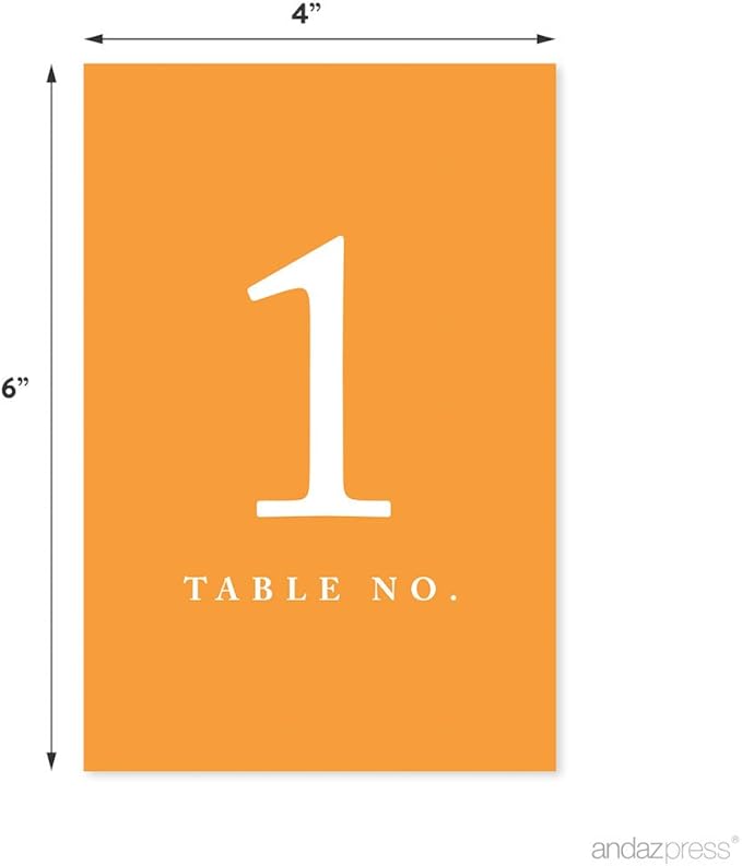 Andaz Press Orange Table Numbers 1-20, 4x6-Inches - Image 2