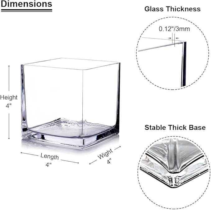 EnovaFloral Square Glass Cube Vase - Image 2