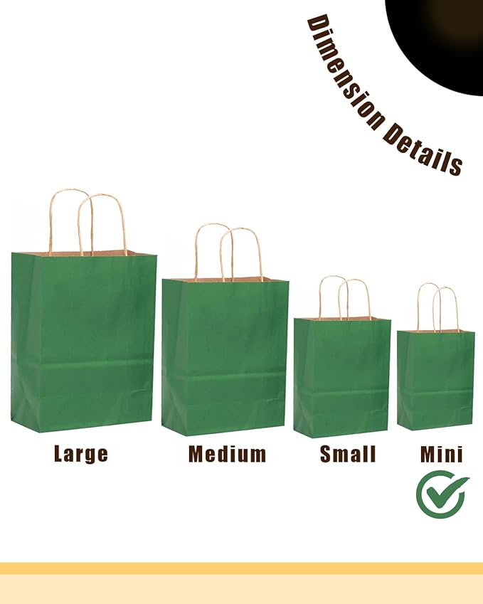 qiqee 24 Pcs Deep Green Mini Paper Gift Bags - Image 2