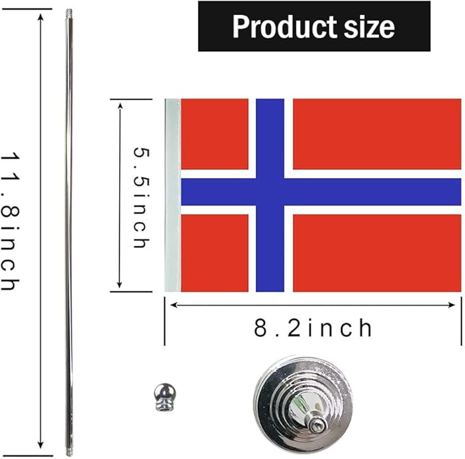 Norway Flag Norwegian Flags, Small Mini Norwegian Desk Flag, Used - Image 2