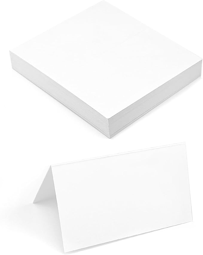 Quacc 50 PCS Blank Place Cards, 3.54" x 1.97" Name Place Cards Tent Cards by Quacc