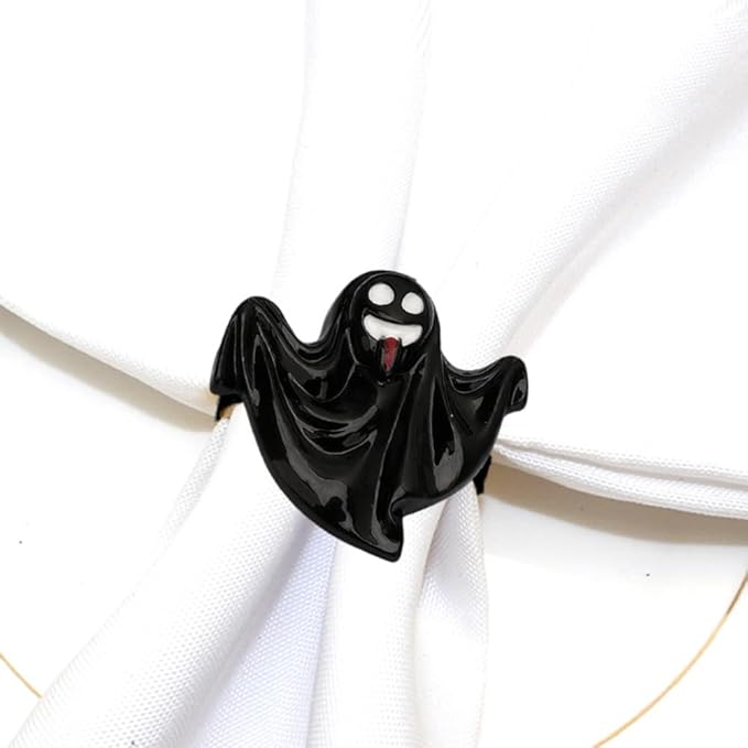 Ghost Napkin Rings Set of 6, Halloween Party Napkin Holder Buckles, - Image 2