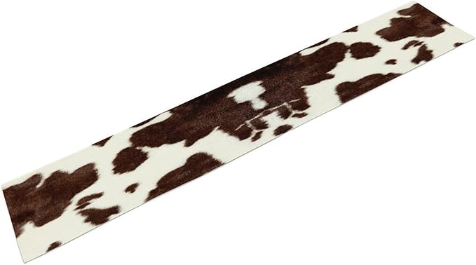 Cow Skin Print Table Runner, Safari Wildlife Brown Country Farm Cowhide Pattern - Image 8