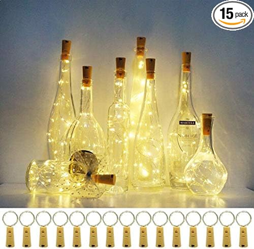 20 LED Wine Bottle Lights with Cork, 15 Pack Battery Operated Cork Shape Fairy by Cynzia