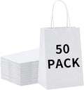 BAG BOX 50 Pack 5.9x3.1x8.25 Inch White Gift Bags by BAGBOX