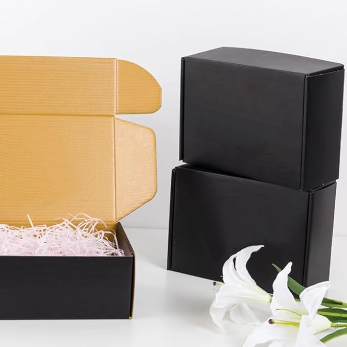 24 Pack 9x8x2 Inches Black Shipping Boxes，3 Layers Corrugated Cardboard Box - Image 6