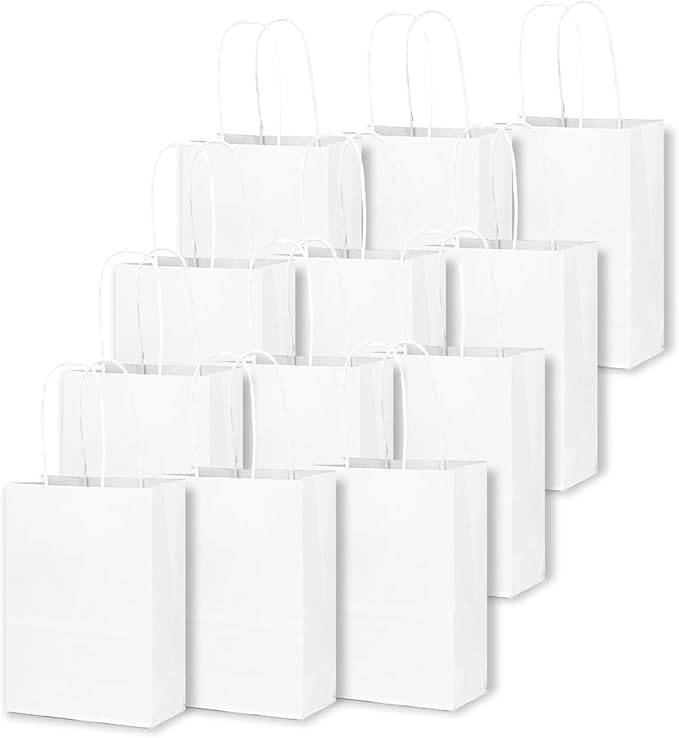 qiqee 25 Pcs White Mini Paper Gift Bags - Image 3