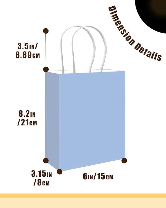 qiqee 50-Packs Gift Bag with Handles Bulk Light Blue Paper Bags Multiple Uses - Image 4