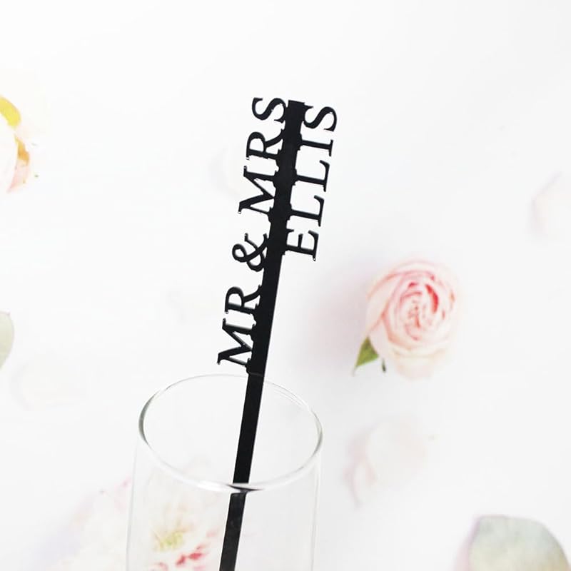 50pcs Personalized Laser Initial Drink Stir Stirrers, Initia Letter Tags by YANGSIONPersonalized