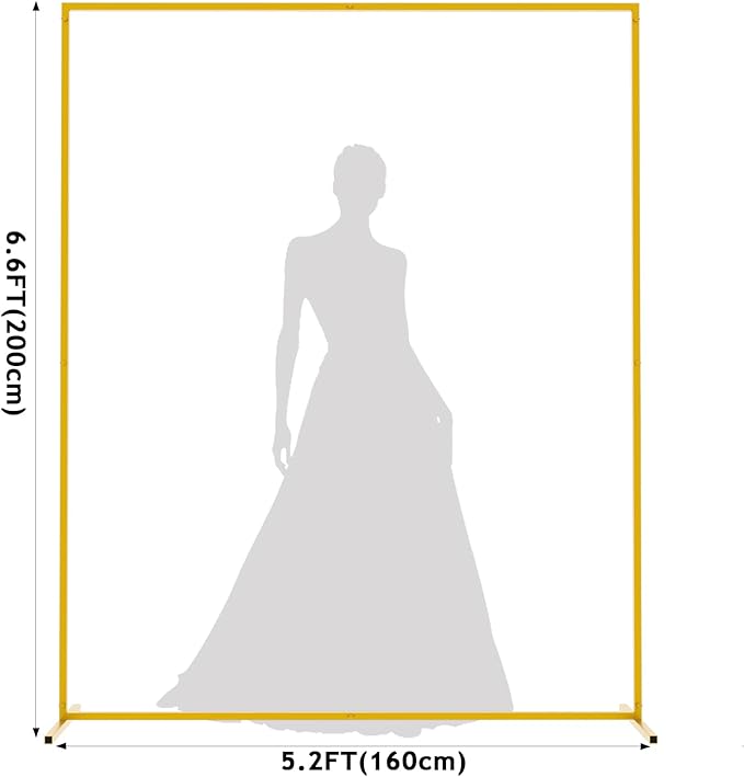 Asee'm 6.6FTx5.2FT Gold Wedding Arch Backdrop Stand Square Metal Rectangular - Image 2
