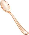 BESTVIP 50 Pack 6.9 Inch Rose Gold Plastic Spoons, Heavy Duty Plastic Silverware by Bestvip