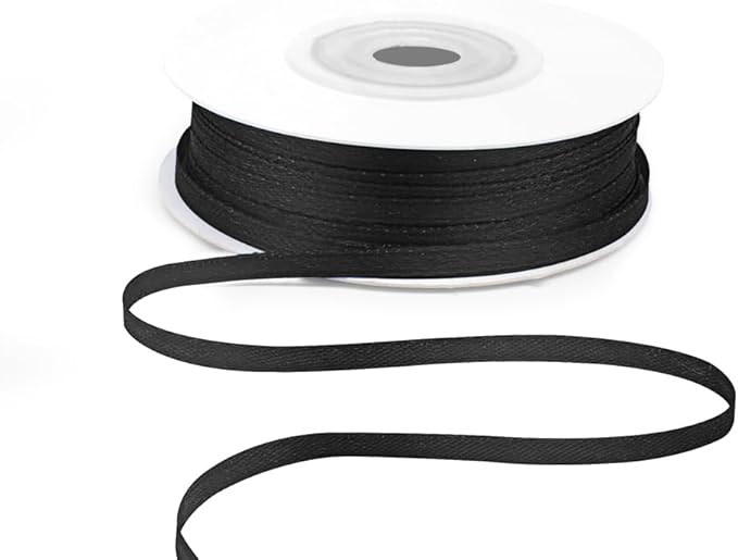 KMER LIFE 1/8" Wide x 50 Yards Black Polyester Satin Ribbon, Gift Wrapping & by KMERLIFE