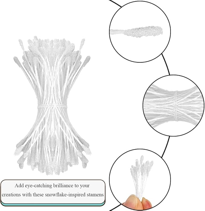 HAHIYO 700Pcs 2mm White Double-Head Flower Stamen - Image 3