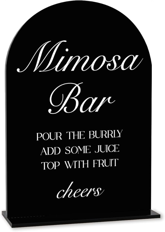 Black Mimosa Bar Sign, Open Bar Signs, Wedding Engagement Bridal Shower Decor by AASRR