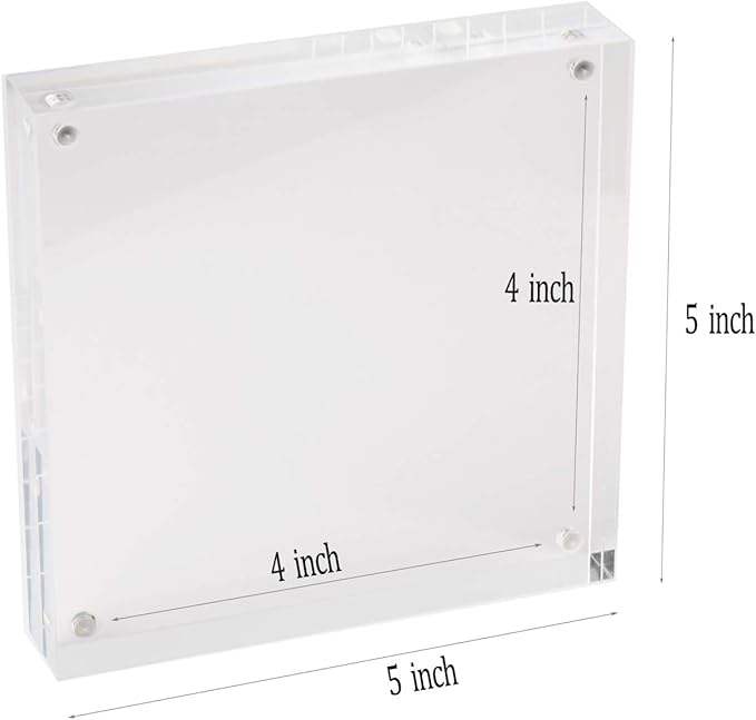 Meetu Acrylic 5x5 Picture Frame 2 Pack Clear Two Sided Desk Photo Frame - Image 2