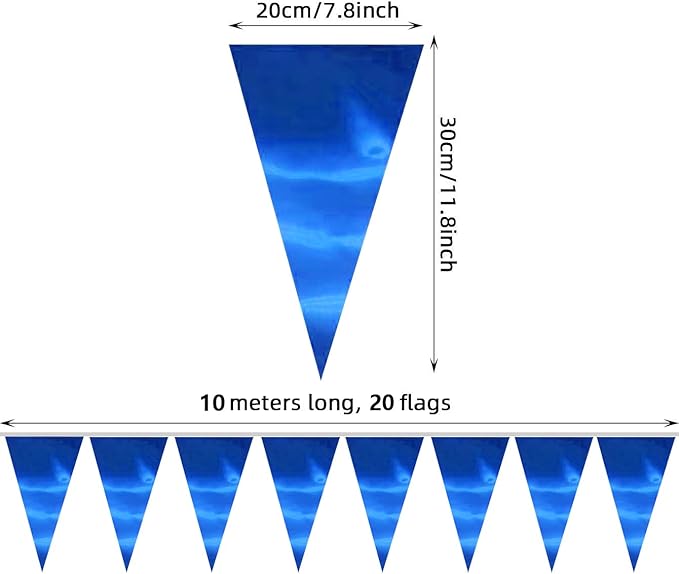 40M/130FT Blue Triangle Pennant Banner Flag Metallic Fabric Bunting Garland - Image 2